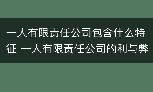 一人有限责任公司包含什么特征 一人有限责任公司的利与弊
