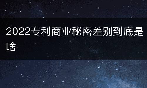 2022专利商业秘密差别到底是啥
