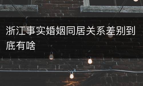 浙江事实婚姻同居关系差别到底有啥