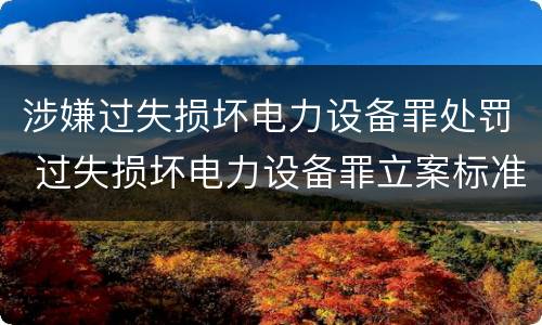 涉嫌过失损坏电力设备罪处罚 过失损坏电力设备罪立案标准