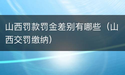 山西罚款罚金差别有哪些（山西交罚缴纳）