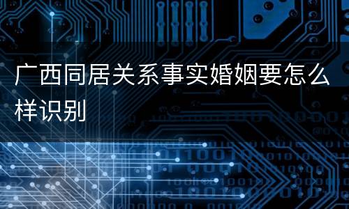 广西同居关系事实婚姻要怎么样识别