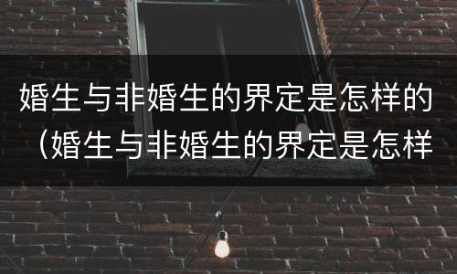 婚生与非婚生的界定是怎样的（婚生与非婚生的界定是怎样的关系）