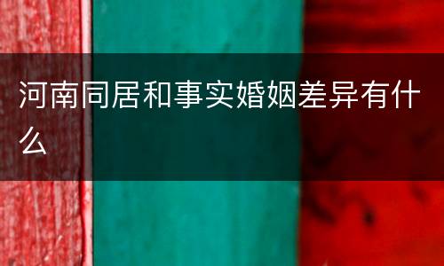 河南同居和事实婚姻差异有什么