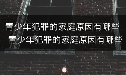 青少年犯罪的家庭原因有哪些 青少年犯罪的家庭原因有哪些方面