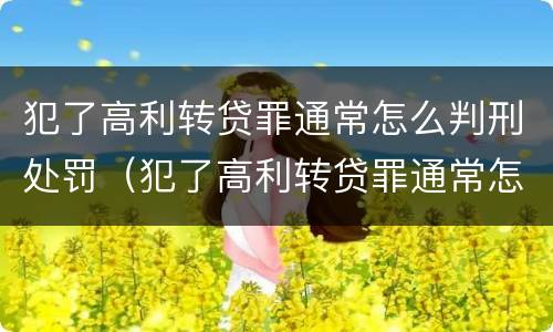 犯了高利转贷罪通常怎么判刑处罚（犯了高利转贷罪通常怎么判刑处罚多少钱）