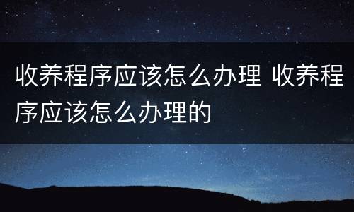 收养程序应该怎么办理 收养程序应该怎么办理的
