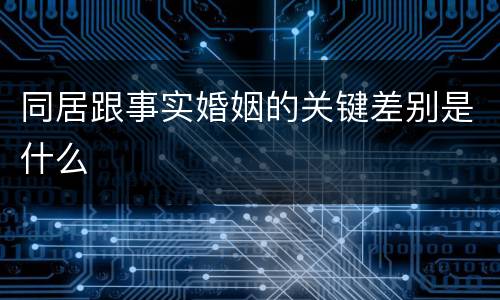 同居跟事实婚姻的关键差别是什么