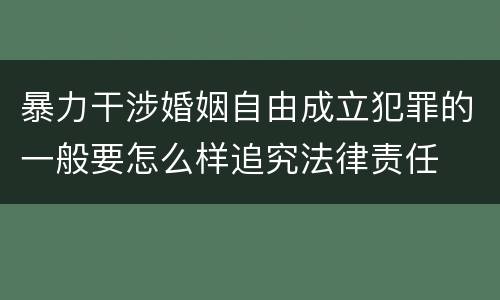 暴力干涉婚姻自由成立犯罪的一般要怎么样追究法律责任