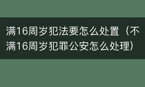 满16周岁犯法要怎么处置（不满16周岁犯罪公安怎么处理）