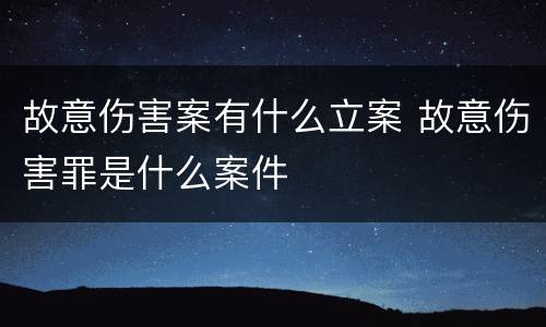 故意伤害案有什么立案 故意伤害罪是什么案件