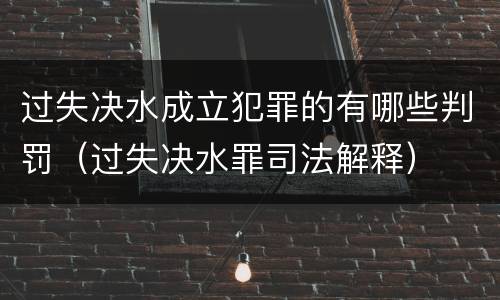 过失决水成立犯罪的有哪些判罚（过失决水罪司法解释）