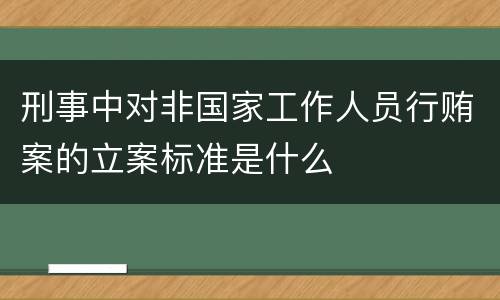 刑事中对非国家工作人员行贿案的立案标准是什么