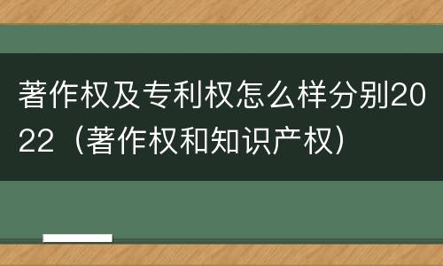 著作权及专利权怎么样分别2022（著作权和知识产权）