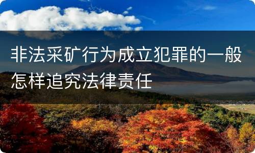 非法采矿行为成立犯罪的一般怎样追究法律责任