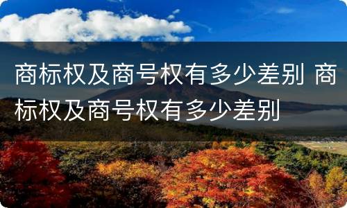 商标权及商号权有多少差别 商标权及商号权有多少差别