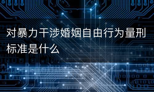 对暴力干涉婚姻自由行为量刑标准是什么