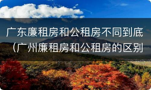 广东廉租房和公租房不同到底（广州廉租房和公租房的区别）