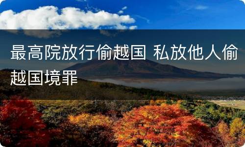最高院放行偷越国 私放他人偷越国境罪