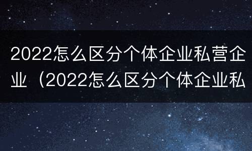 2022怎么区分个体企业私营企业（2022怎么区分个体企业私营企业呢）