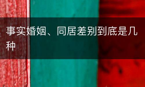 事实婚姻、同居差别到底是几种
