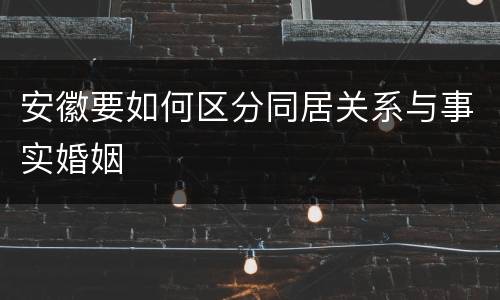 安徽要如何区分同居关系与事实婚姻