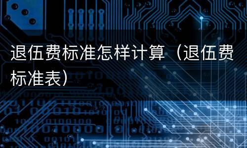 退伍费标准怎样计算（退伍费标准表）