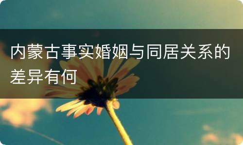 内蒙古事实婚姻与同居关系的差异有何