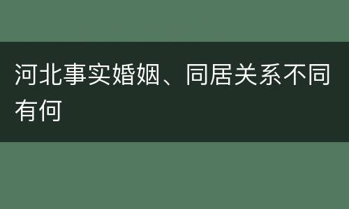 河北事实婚姻、同居关系不同有何