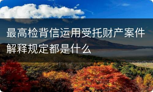 最高检背信运用受托财产案件解释规定都是什么