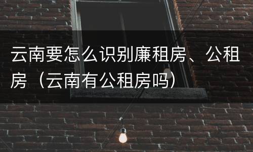 云南要怎么识别廉租房、公租房（云南有公租房吗）