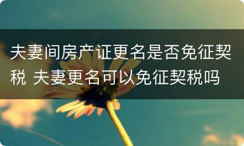 夫妻间房产证更名是否免征契税 夫妻更名可以免征契税吗