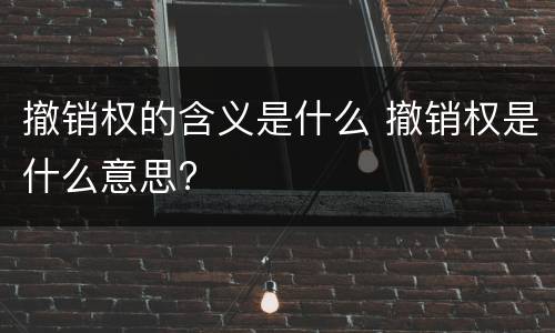 撤销权的含义是什么 撤销权是什么意思?