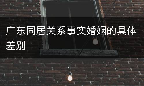 广东同居关系事实婚姻的具体差别