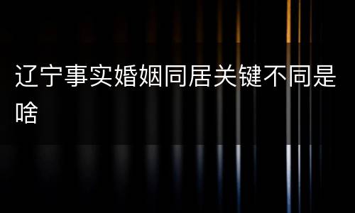 辽宁事实婚姻同居关键不同是啥