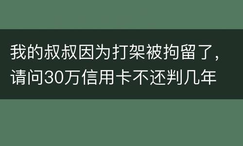 我的叔叔因为打架被拘留了,请问30万信用卡不还判几年