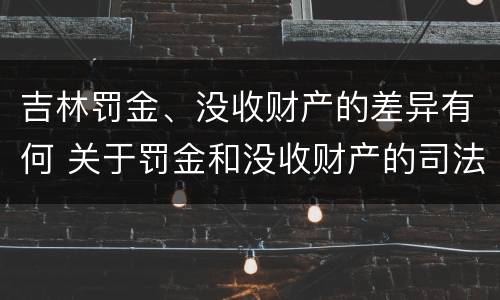 吉林罚金、没收财产的差异有何 关于罚金和没收财产的司法解释