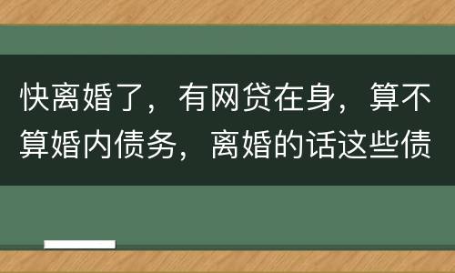 快离婚了，有网贷在身，算不算婚内债务，离婚的话这些债务夫妻共同承担吗