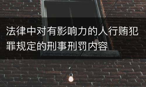 法律中对有影响力的人行贿犯罪规定的刑事刑罚内容