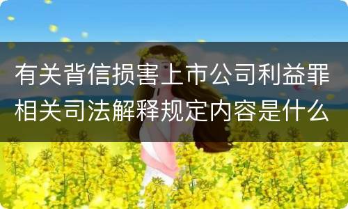 有关背信损害上市公司利益罪相关司法解释规定内容是什么