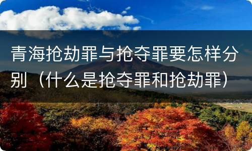 青海抢劫罪与抢夺罪要怎样分别（什么是抢夺罪和抢劫罪）