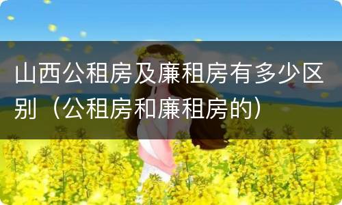 山西公租房及廉租房有多少区别（公租房和廉租房的）