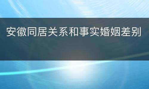 安徽同居关系和事实婚姻差别
