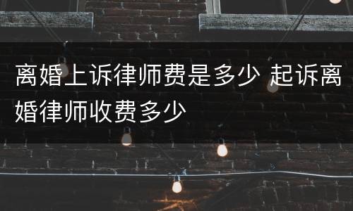 离婚上诉律师费是多少 起诉离婚律师收费多少