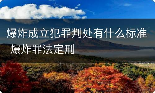 爆炸成立犯罪判处有什么标准 爆炸罪法定刑