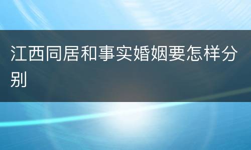江西同居和事实婚姻要怎样分别