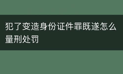 犯了变造身份证件罪既遂怎么量刑处罚