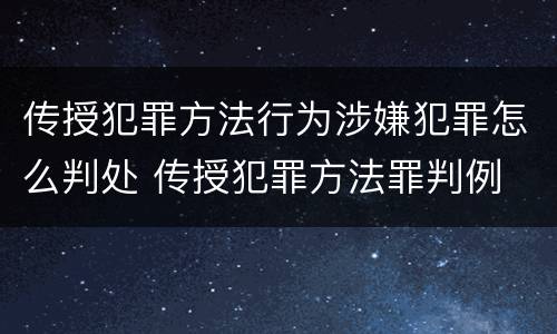 传授犯罪方法行为涉嫌犯罪怎么判处 传授犯罪方法罪判例