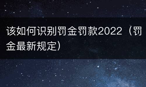 该如何识别罚金罚款2022（罚金最新规定）