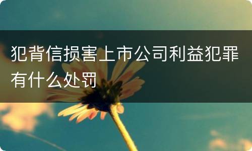 犯背信损害上市公司利益犯罪有什么处罚